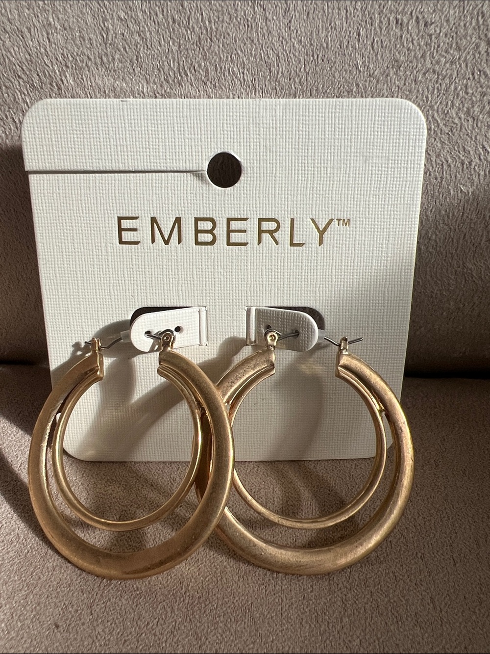 NWT Kohl’s Emberly Double Hoop Gold  Earrings